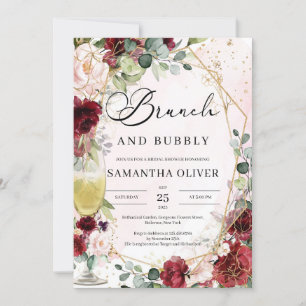 Invitation Brunch au champagne de Bourgogne floral et mousseu