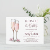 Invitation Brunch au champagne et Fête des mariées à bulles (Debout devant)