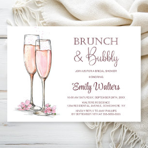 Invitation Brunch au champagne et Fête des mariées à bulles
