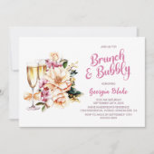 Invitation Brunch au champagne floral et bulle (Devant)