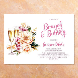 Invitation Brunch au champagne floral et bulle