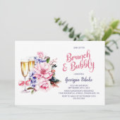 Invitation Brunch au champagne rose floral et mousseux (Debout devant)