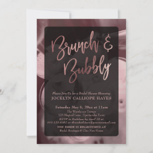 Invitation Brunch au Champagne Rose Gold & Écriture Manuscrit
