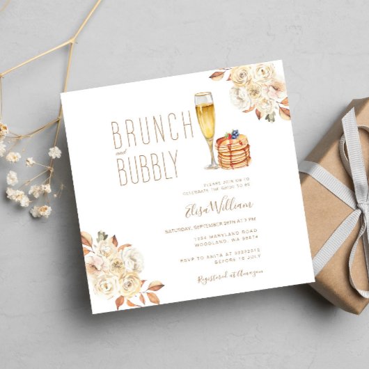 Invitation Brunch au crêpe rustique et Fête des mariées Bubbl
