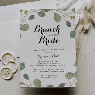 Invitation Brunch au feuillage Eucalyptus avec douche de mari