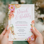 Invitation Brunch aux agrumes roses et Fête des mariées mouss<br><div class="desc">Ce Brunch avec l'invitation de la mariée douche nuptiale est parfait pour célébrer la mariée à être ou une mariée qui a déjà fui. Customisez avec vos informations pour que la mariée soit mariée. Doté d'une flûte de champagne dorée,  d'un cadre doré et d'agrumes,  d'oranges et de fleurs roses.</div>