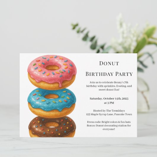 Invitation Brunch aux beignes | Fête d'anniversaire (Debout devant)
