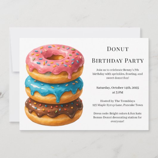 Invitation Brunch aux beignes | Fête d'anniversaire (Devant)
