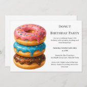 Invitation Brunch aux beignes | Fête d'anniversaire (Devant / Derrière)