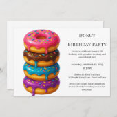 Invitation Brunch aux beignes | Fête d'anniversaire (Devant / Derrière)