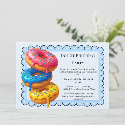 Invitation Brunch aux beignes | Fête d'anniversaire (Debout devant)