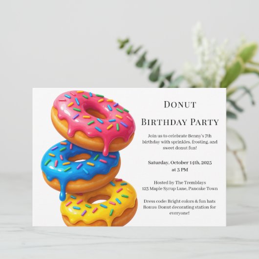 Invitation Brunch aux beignes | Fête d'anniversaire (Debout devant)