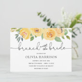 Invitation Brunch aux fleurs jaunes avec douche de mariée (Debout devant)