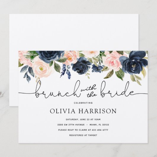 Invitation Brunch avec la douche de mariée (Devant / Derrière)
