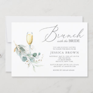 Invitation Brunch avec la Fête des mariées Bride Gold Green