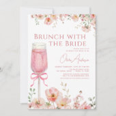 Invitation Brunch avec la Fête des mariées Bride Pink Bow (Devant)