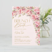 Invitation Brunch Avec La Fête des mariées Florale Rose Bride (Debout devant)