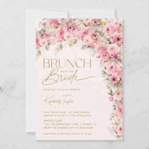 Invitation Brunch Avec La Fête des mariées Florale Rose Bride