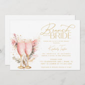 Invitation Brunch Avec La Fête des mariées Rose Bride Rose (Devant / Derrière)