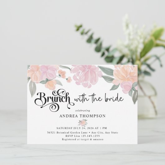 Invitation Brunch avec la mariée | Fleurs bleues (Debout devant)
