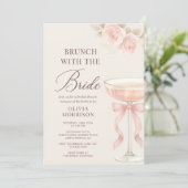 Invitation Brunch avec la mariée Ruban Rose Mariage Shower (Debout devant)