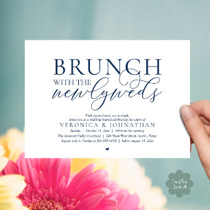Invitation Brunch avec les jeunes mariés, Mariage Bleu Nuit