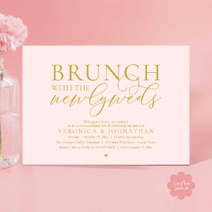 Invitation Brunch avec les jeunes mariés, Mariage Blush Gold