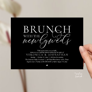 Invitation Brunch avec les jeunes mariés, Mariage Noir Élégan