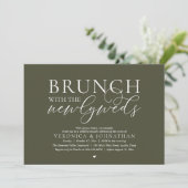 Invitation Brunch avec les jeunes mariés, mariage vert olive (Debout devant)