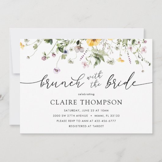 Invitation Brunch avec l'invitation de la mariée Fleur sauvag (Devant)