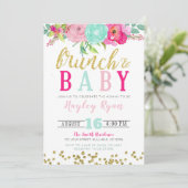 Invitation Brunch & Baby Fleurs d'été Boho Parties scintillan (Debout devant)