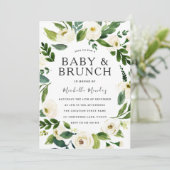 Invitation Brunch Baby shower de germe blanc (Debout devant)