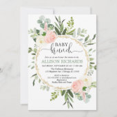 Invitation Brunch baby shower fille, Eucalyptus or rose (Devant)