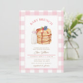 Invitation Brunch Baby shower Pancake Berry Rose (Debout devant)
