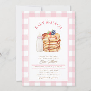 Invitation Brunch Baby shower Pancake Berry Rose