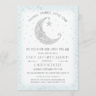 Invitation Brunch Baby Shower Petite Étoile Scintillante Bleu