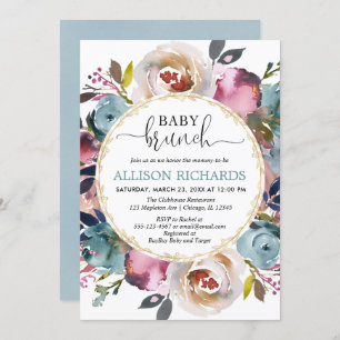 Invitation Brunch baby shower sans distinction de sexe, Bourg