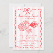 Invitation Brunch Baby shower Sucres Café Bow Doodle rose (Devant)
