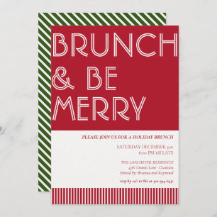 Invitation Brunch & Be Merry Green Red Christmas Brunch