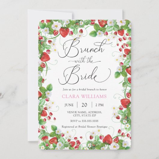 Invitation Brunch Berry Sweet avec Fête des mariées Bride (Devant)