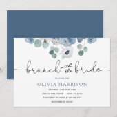 Invitation Brunch bleu avec l'invitation de la douche de mari (Devant / Derrière)