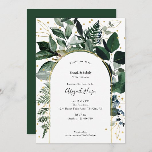 Invitation Brunch botanique moderne et élégant (Devant / Derrière)