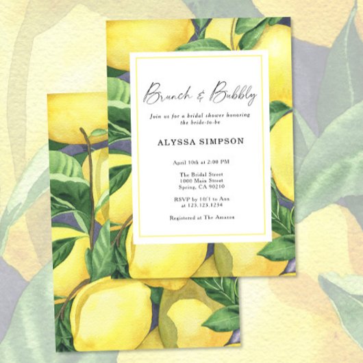 Invitation Brunch & Bubble Lemon Réception de Mariage