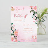 Invitation Brunch & Bubbles Fête des Mères Brunch Pink Floral (Debout devant)