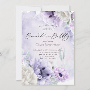 Invitation Brunch Bubbly Anniversaire Lilac Poppy