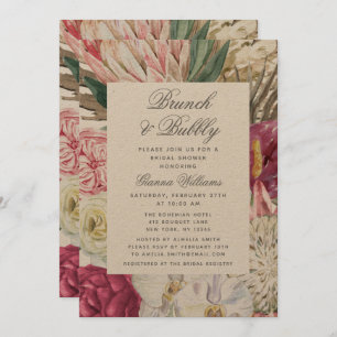 Invitation Brunch & Bubbly Aquarelle Fête des mariées florale