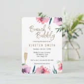 Invitation Brunch & Bubbly Aquarelle Fête des mariées florale (Debout devant)