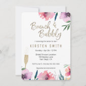 Invitation Brunch & Bubbly Aquarelle Fête des mariées florale (Devant)