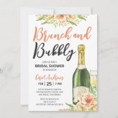 Invitation Brunch & Bubbly Aquarelle Fête des mariées florale (Devant)