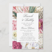 Invitation Brunch & Bubbly Aquarelle Fête des mariées florale (Devant)